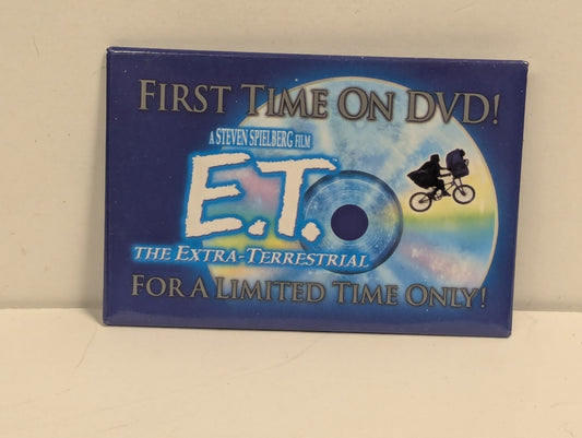 2002 ET Extra Terrestrial First Time DVD Movie Promo Ad button Pin