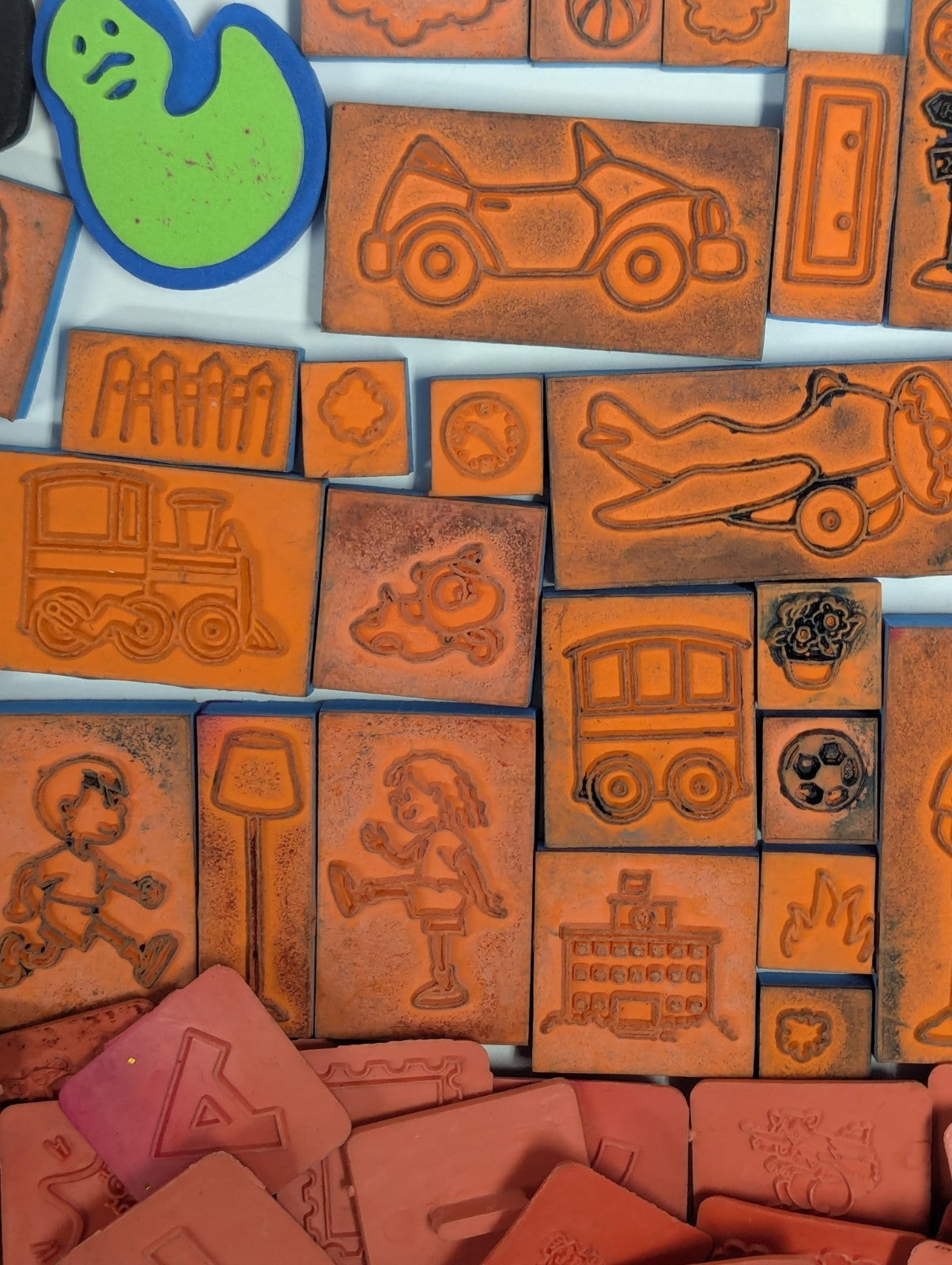 Large Lot of Vintage Rubber Ink Stamps including Talespin & Yogi Bear Stamps 