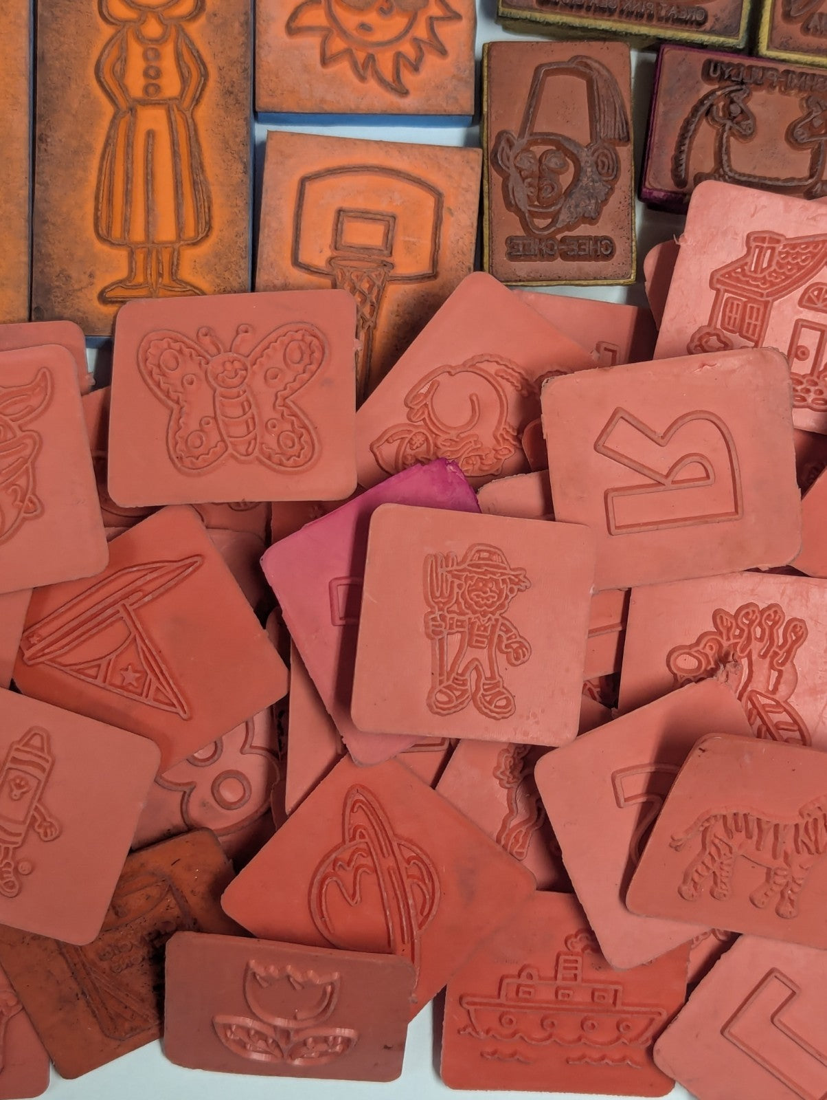 Large Lot of Vintage Rubber Ink Stamps including Talespin & Yogi Bear Stamps 