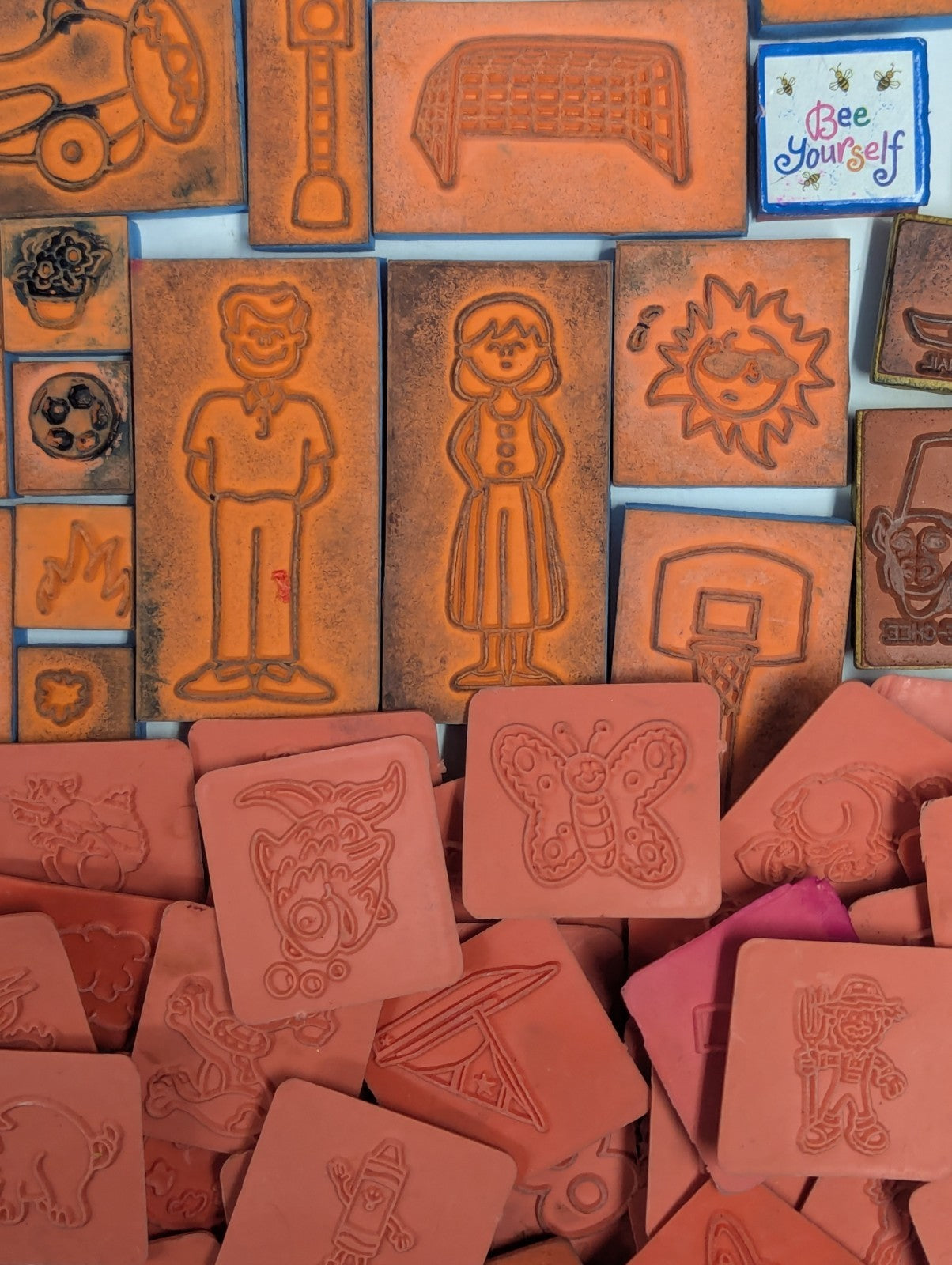 Large Lot of Vintage Rubber Ink Stamps including Talespin & Yogi Bear Stamps 