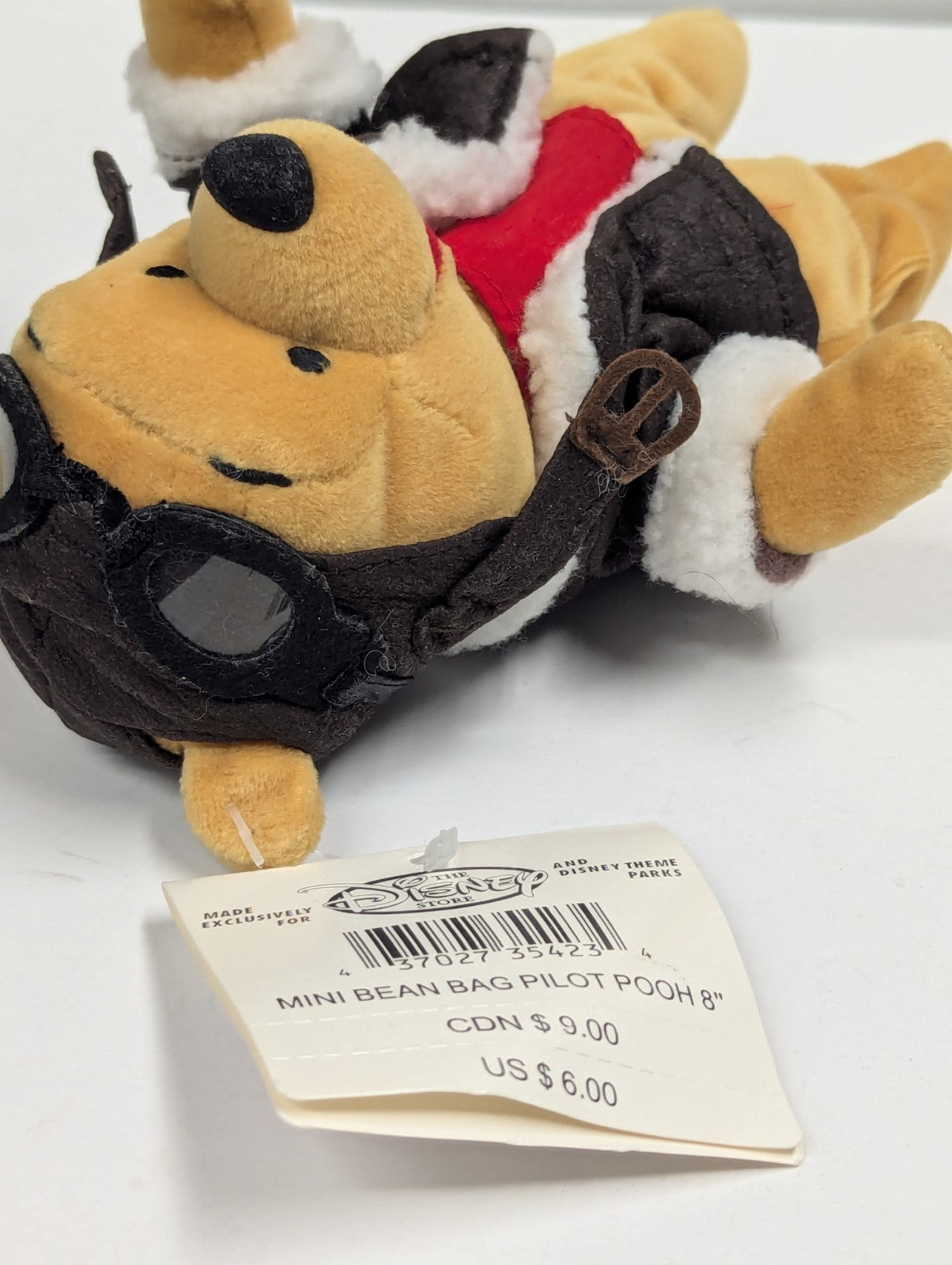Disney Store Pilot Aviator Winnie The Pooh Mini Bean Bag 8" Plush Vintage w/ tag