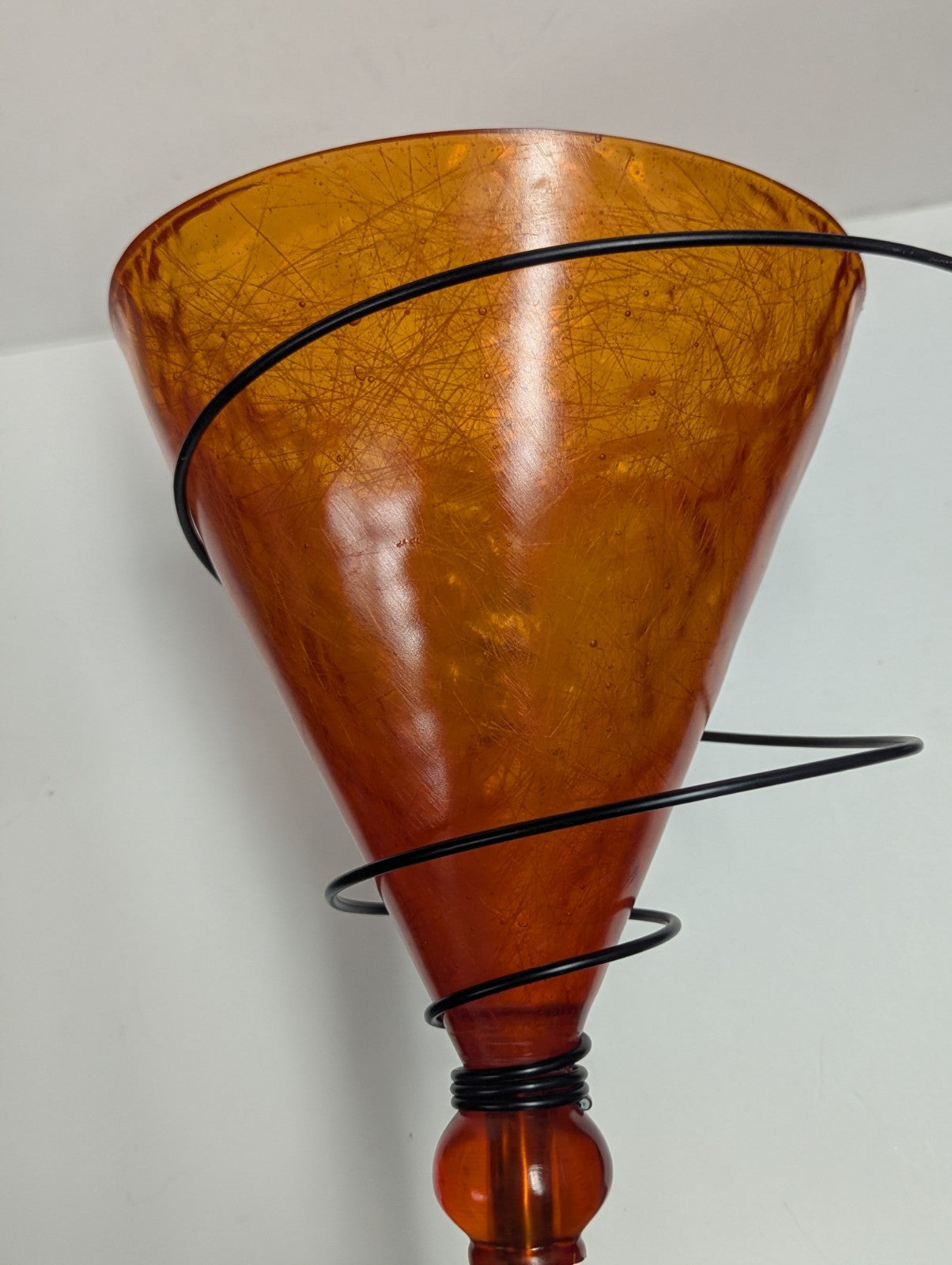Vintage Berman Red/ Orange Amber Acrylic and Fiberglass Martini Lamp 22" Tall