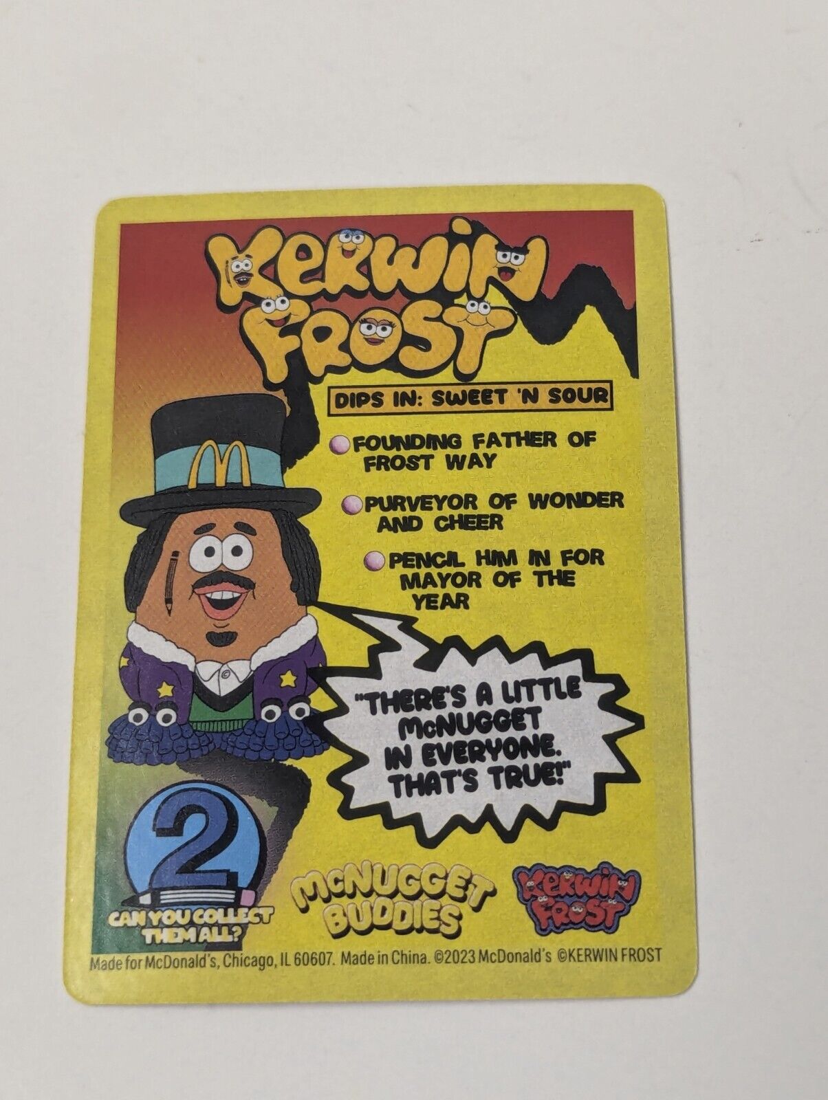 Adult Happy Meal Toy 2023 Mayor Kerwin Frost McNugget Buddies 4" New Open Box
