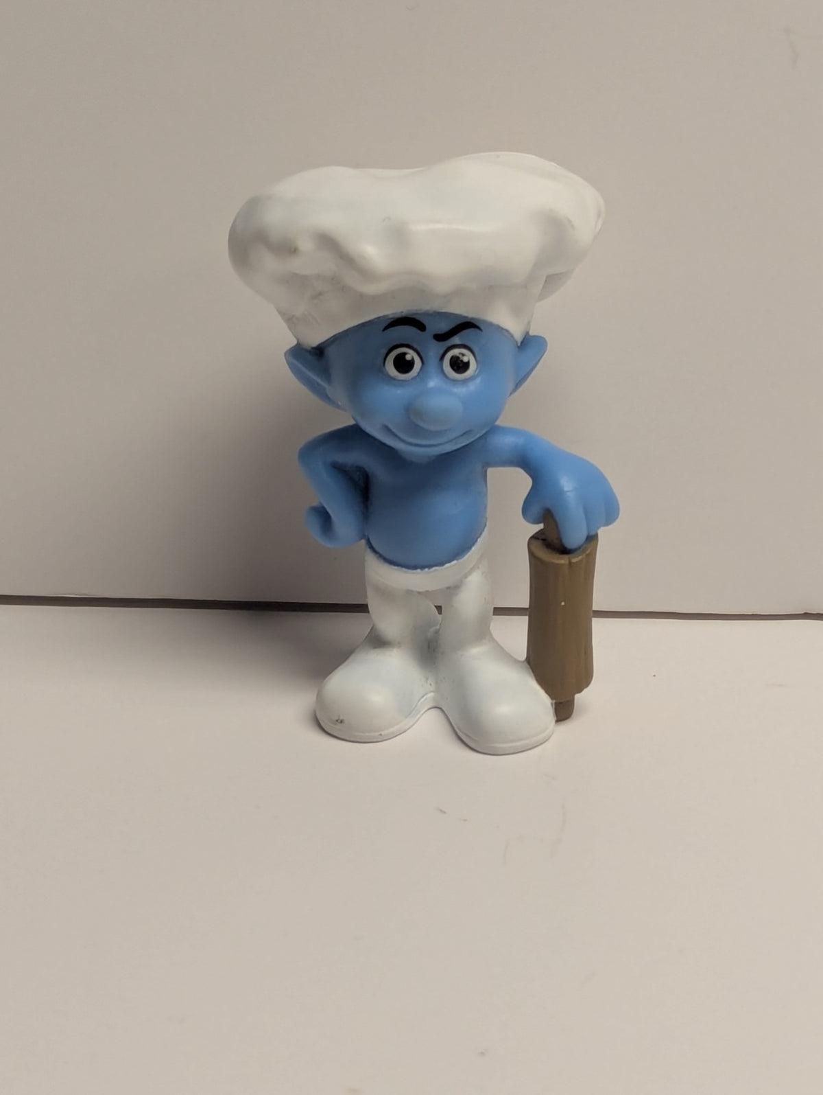 2011 The Smurfs  Happy Meal Toy Baker Smurf Peyo #4 Rolling Pin Cook 3"