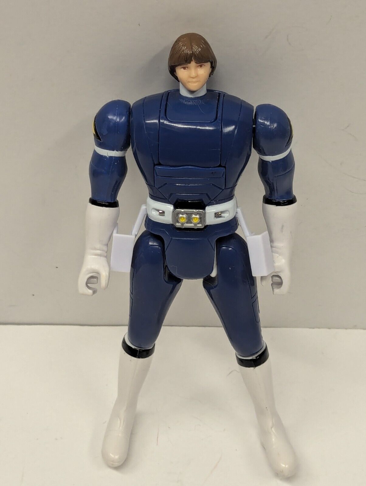 Bandai Power Rangers Turbo Flip Head Figure Triple Action Blue Ranger Justin