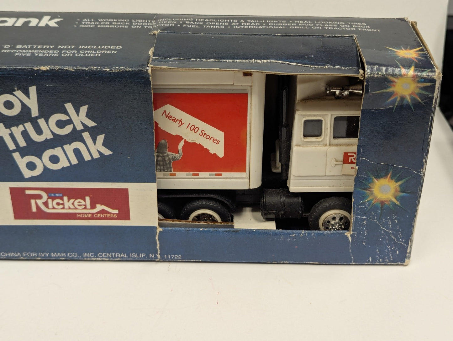 VINTAGE RICKEL TOY TRUCK BANK (Semi-Truck) IN ORIGINAL BOX