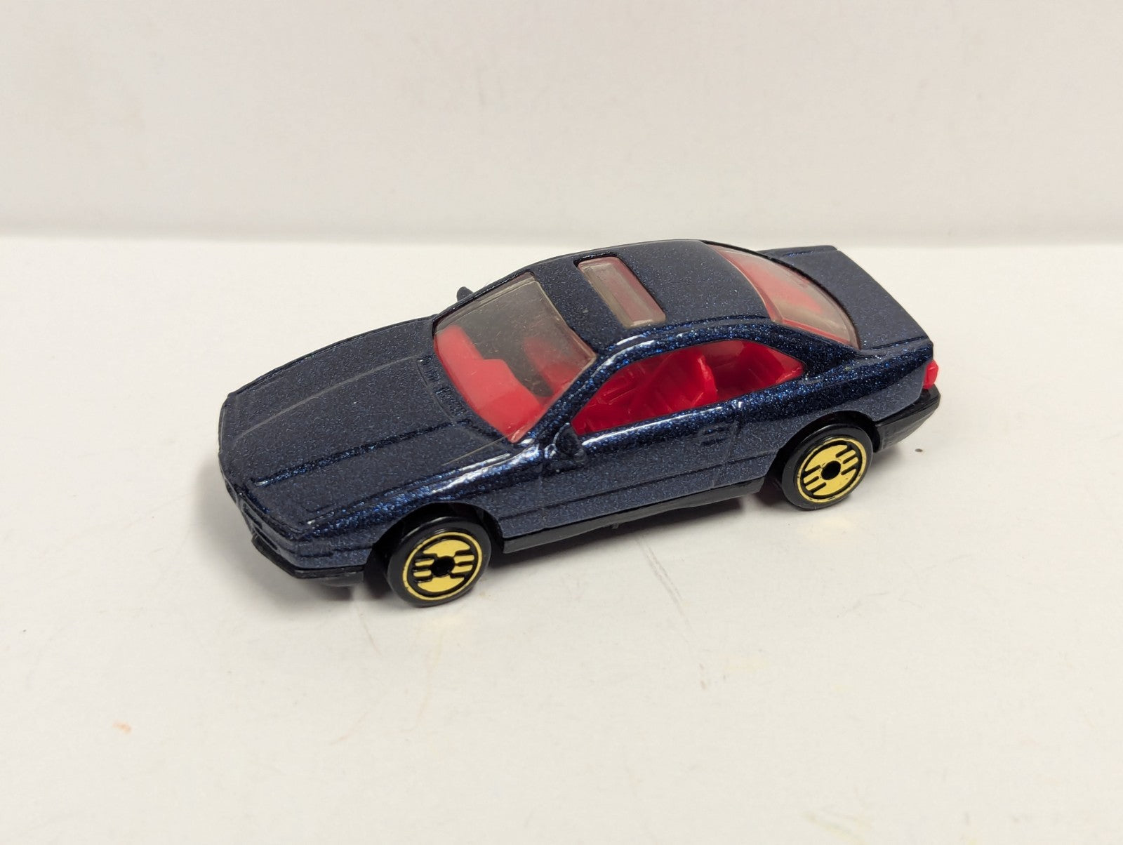 1990 Hot Wheels BMW 850i Blue with Red Interior 