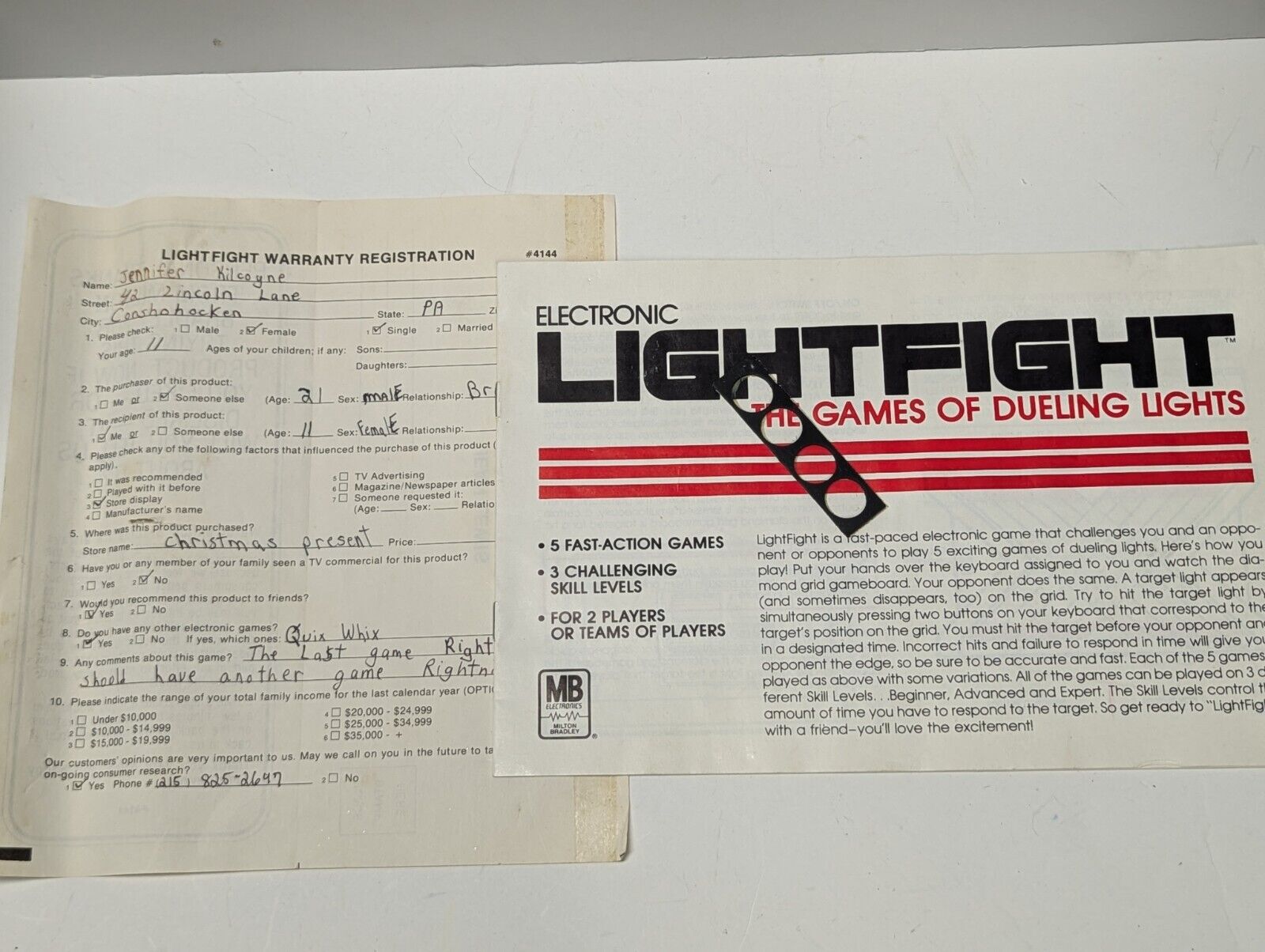 LIGHTFIGHT Electronic Game of Dueling Lights, Milton Bradley 1981 (Untested)