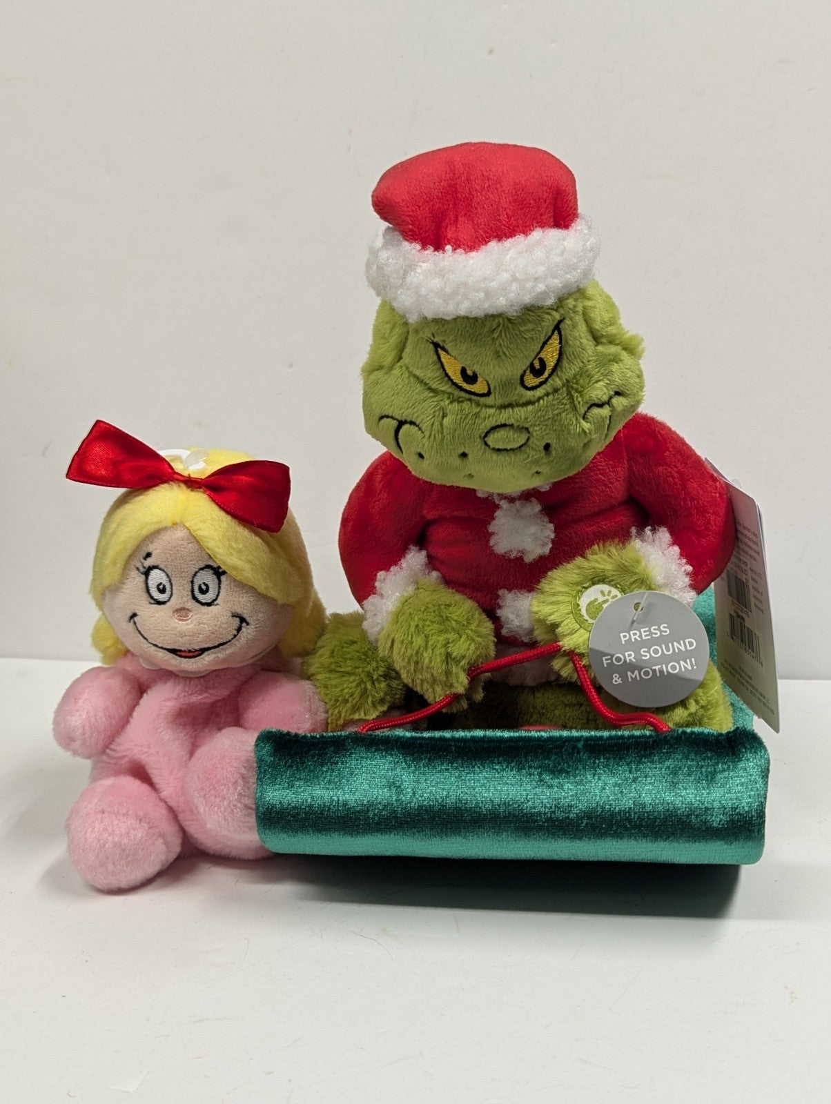 2024 HALLMARK SLEDDING GRINCH PLUSH with Tag & Cindy-Lou Plush