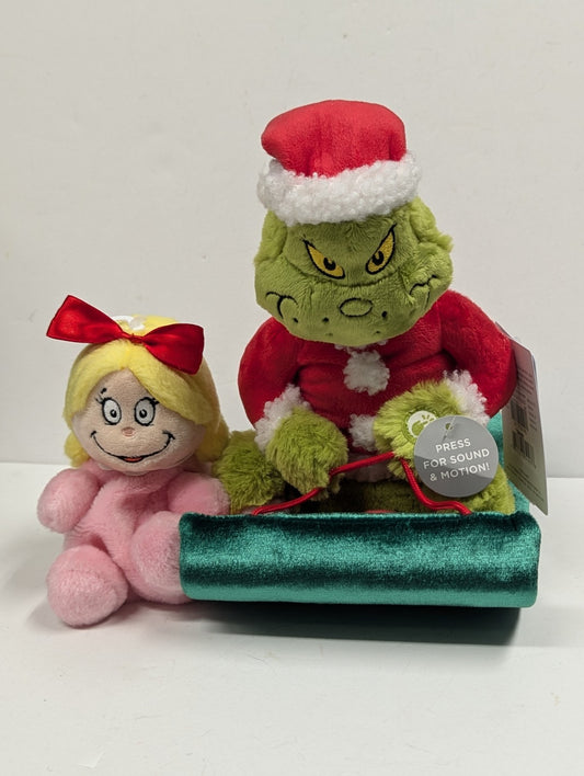 2024 HALLMARK SLEDDING GRINCH PLUSH with Tag & Cindy-Lou Plush