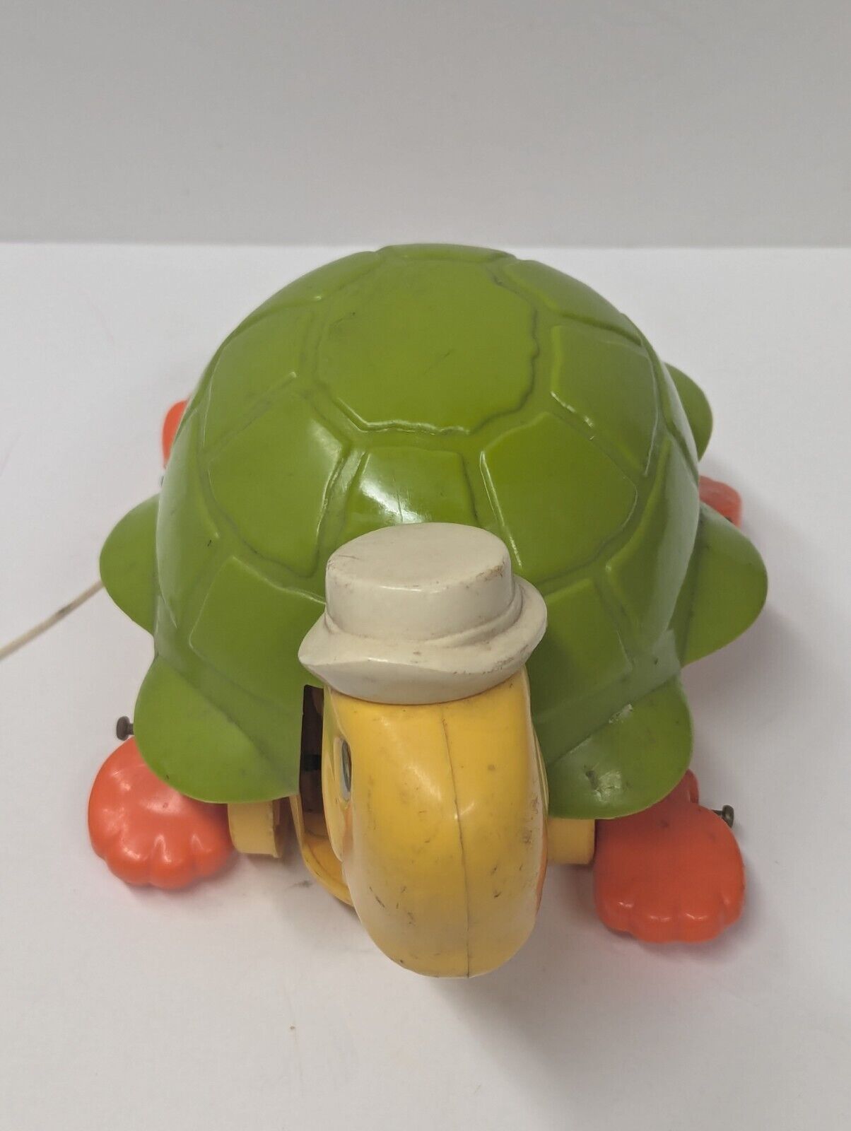 Vintage Fisher Price 1977 Tag-Along-Turtle Pull Toy Turtle w/Sailor Hat