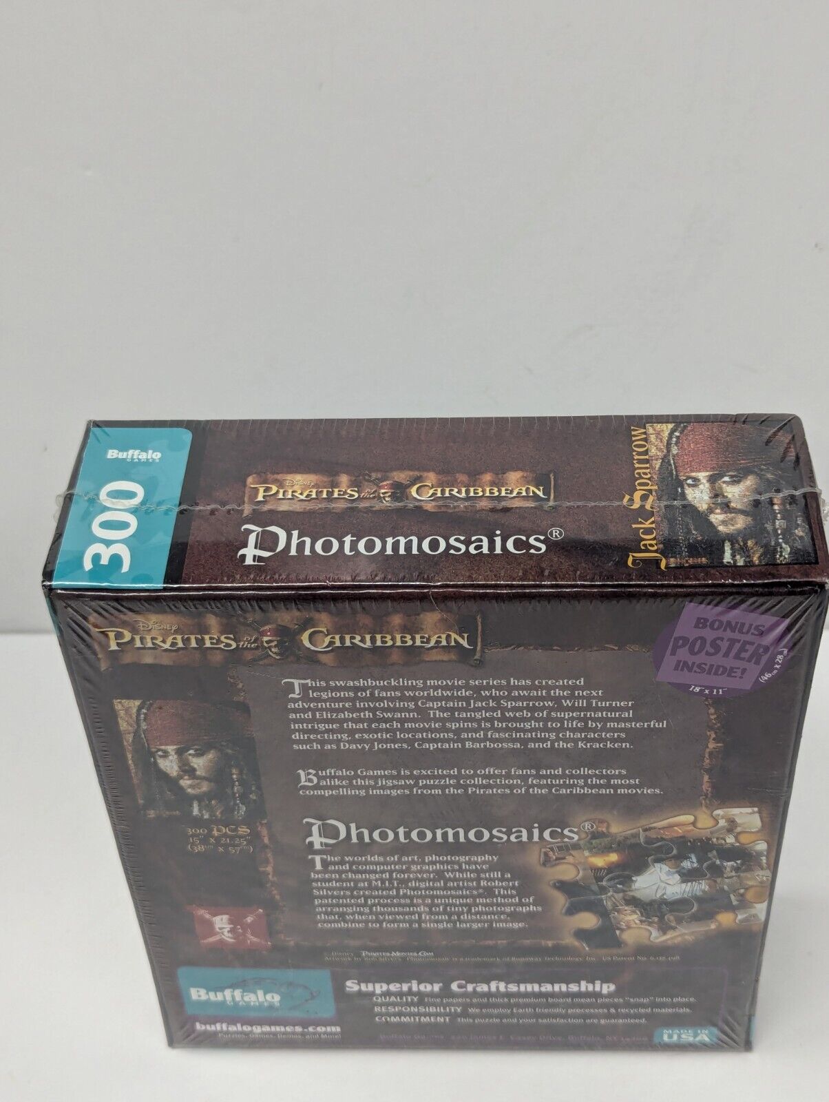 Pirates of the Caribbean 300 Piece Puzzle (Buffalo) Jack Sparrow Photomosaic NEW