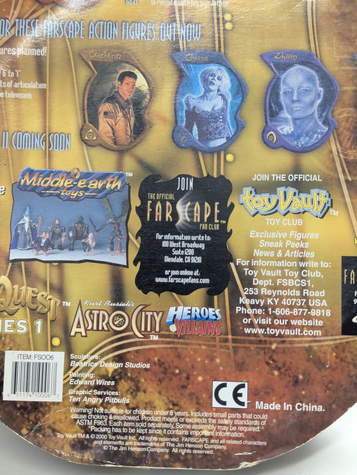 2000 Toy Vault Farscape Series 1 D'argo Figure In Card
