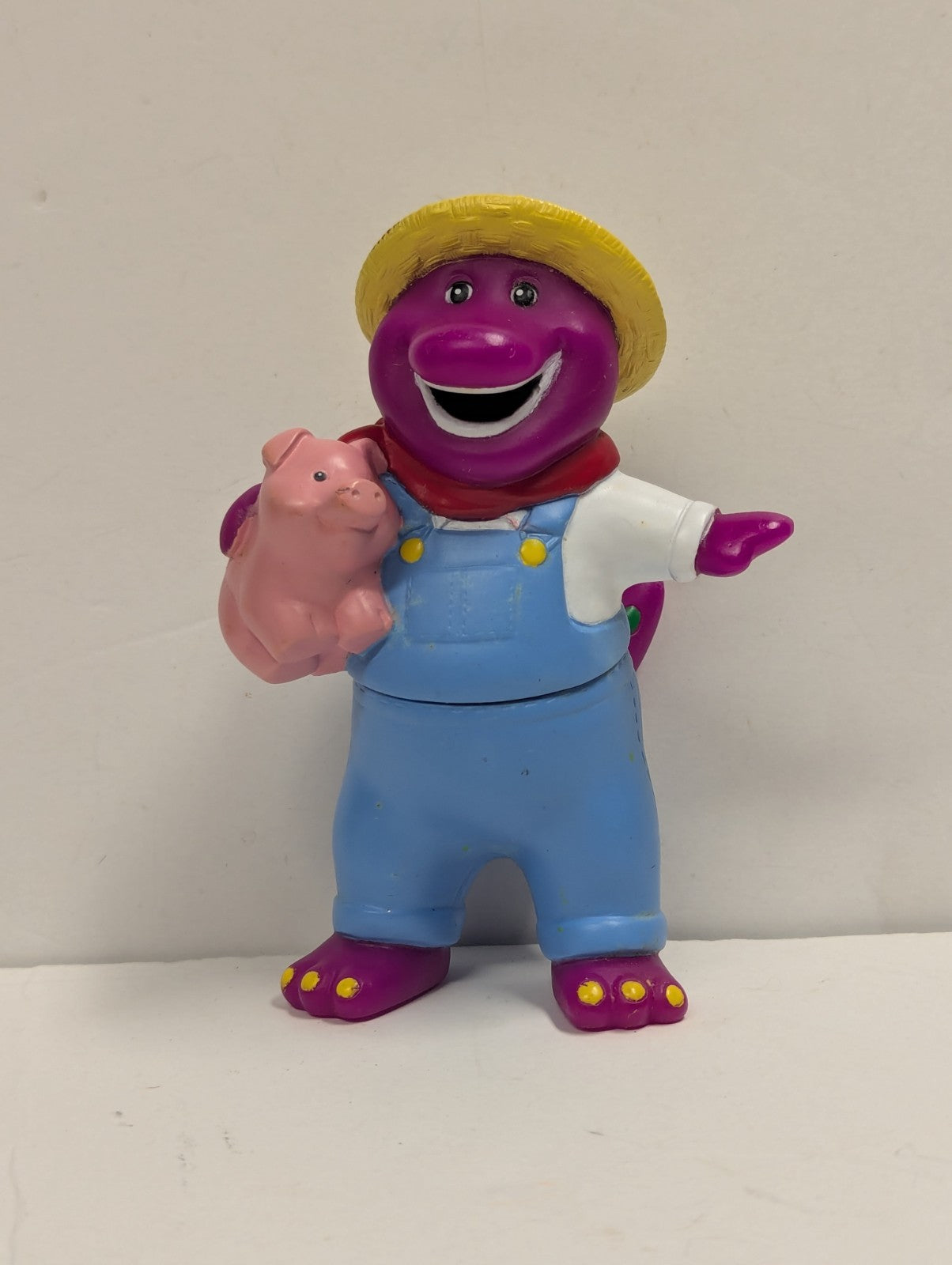 Vintage 1997 Barney The Dinosaur Farmer 5” PVC Figure Toy Lyons