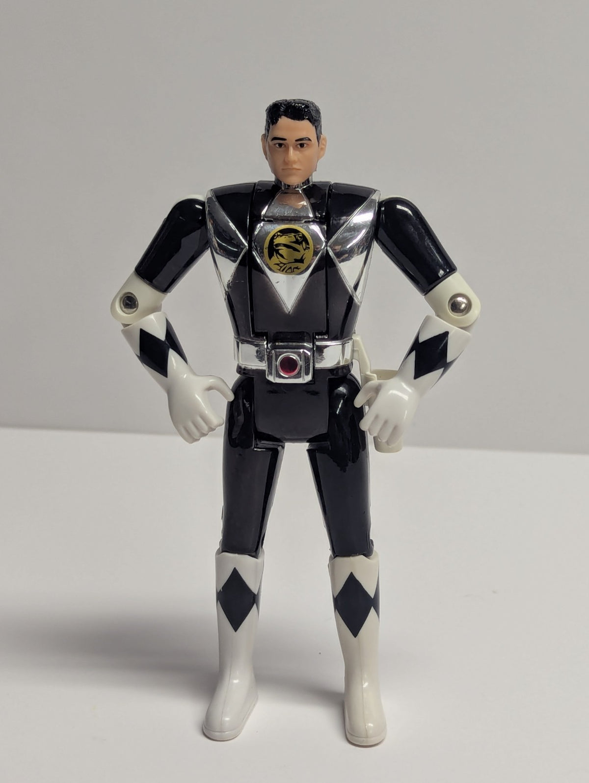 Mighty Morphin Power Rangers Black Metallic Ranger Flip Head Adam 