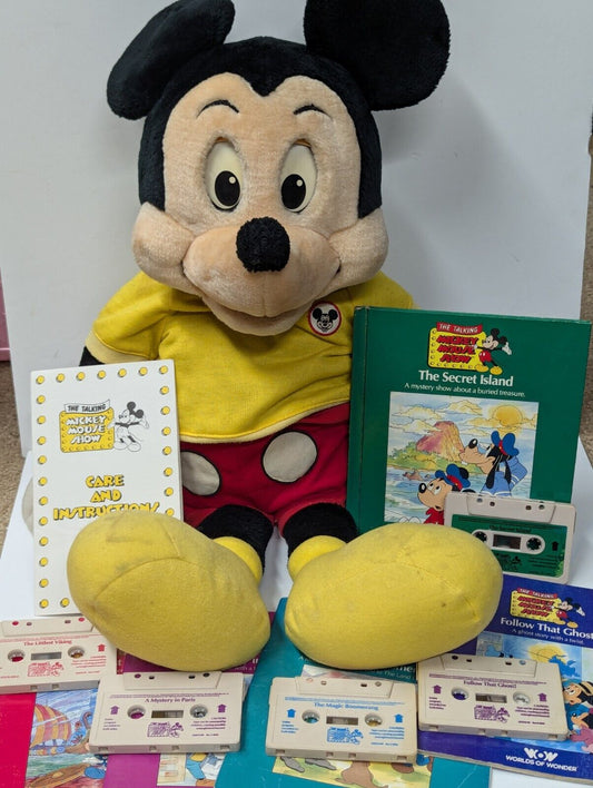 1986 Worlds of Wonder Talking Mickey Mouse Plush/Books/Cassettes/Manual *Working