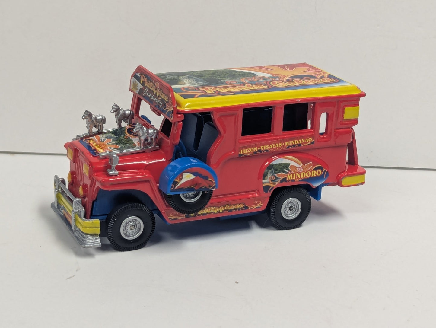 Vintage Phillippines Jeepney Diecast Taxi Mindanao Red (Broken Front) As Is