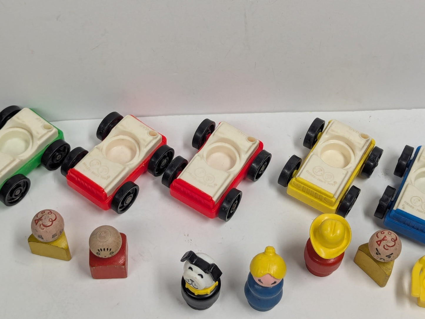 Vintage Fisher Price Little People Lot of Car & People Some Wooden
