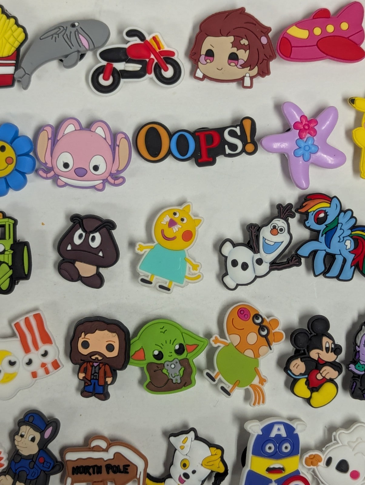 Huge Lot of JIBBITZ Crocs Shoe Charms Miscellaneous (Pokemon, Disney, Food, Ect)
