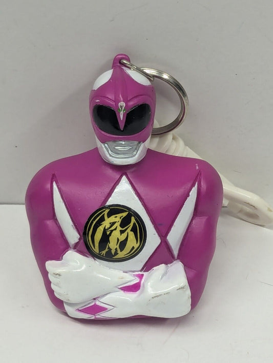 Vintage 1993 Mighty Morphin Power Rangers Pink Ranger Coin Case Keychain - Pouch