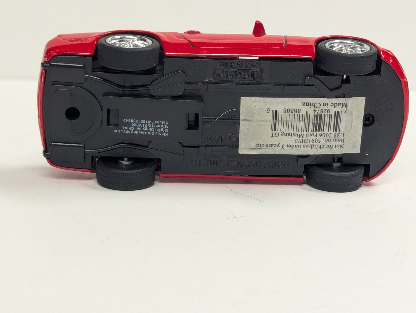 2006 KINSMART FORD MUSTANG GT RED WITH WHITE RACING STRIPES 1/38 SCALE