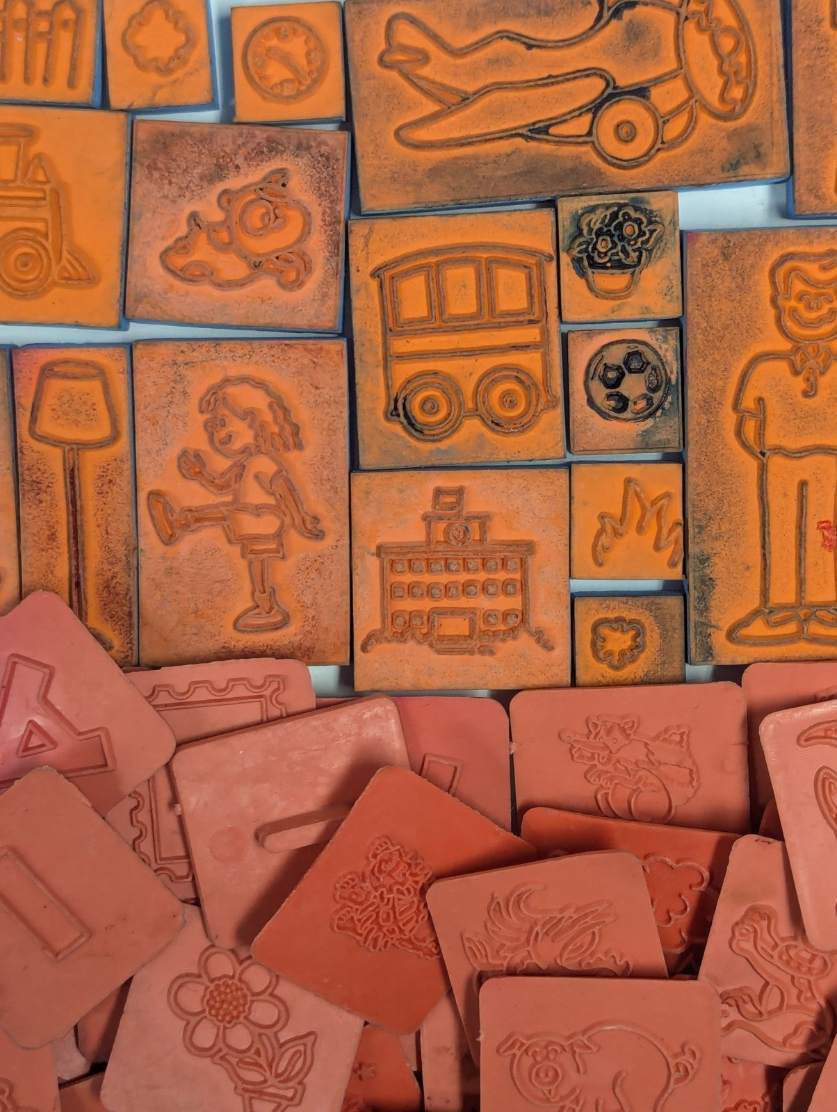 Large Lot of Vintage Rubber Ink Stamps including Talespin & Yogi Bear Stamps 