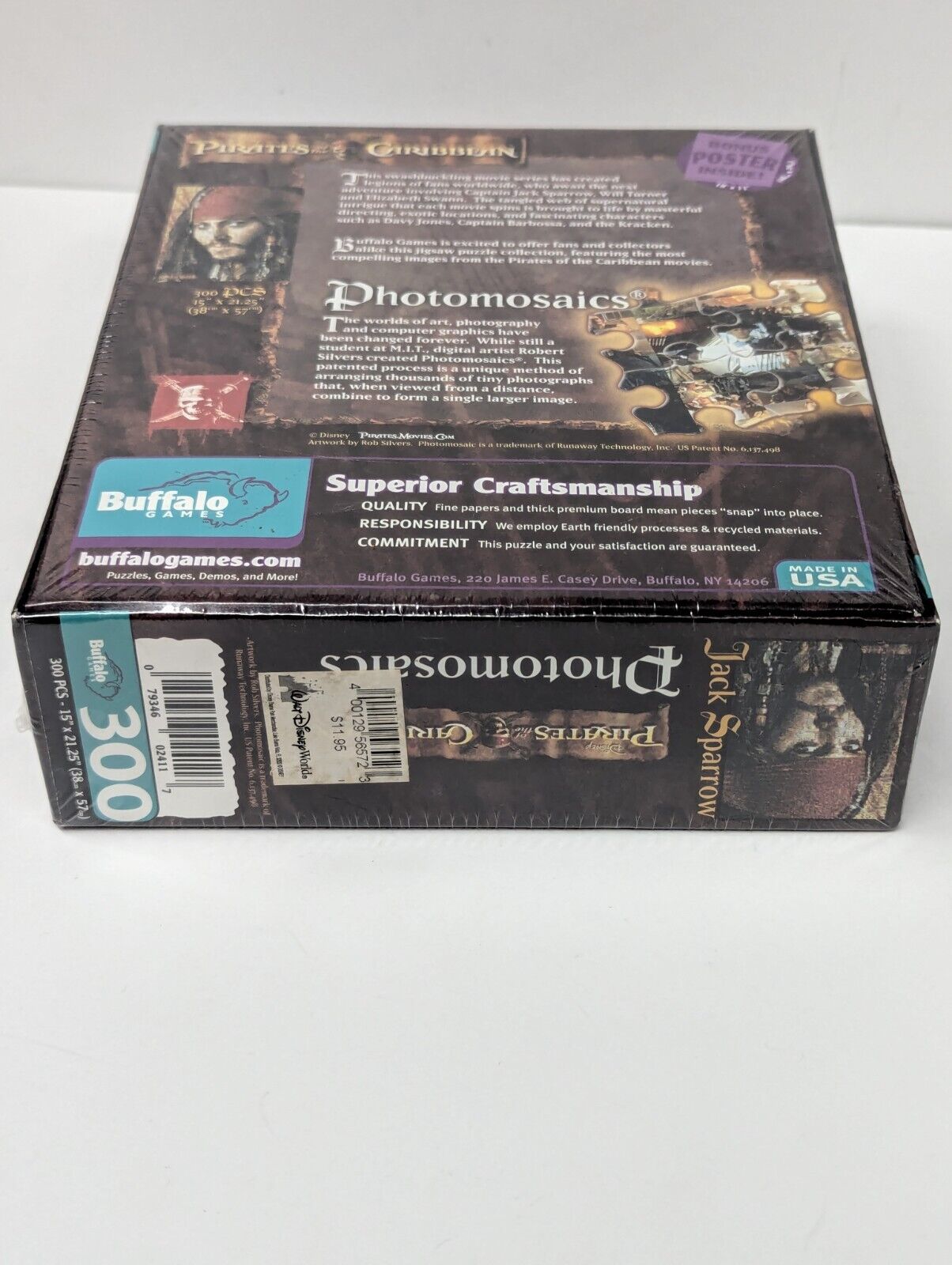 Pirates of the Caribbean 300 Piece Puzzle (Buffalo) Jack Sparrow Photomosaic NEW