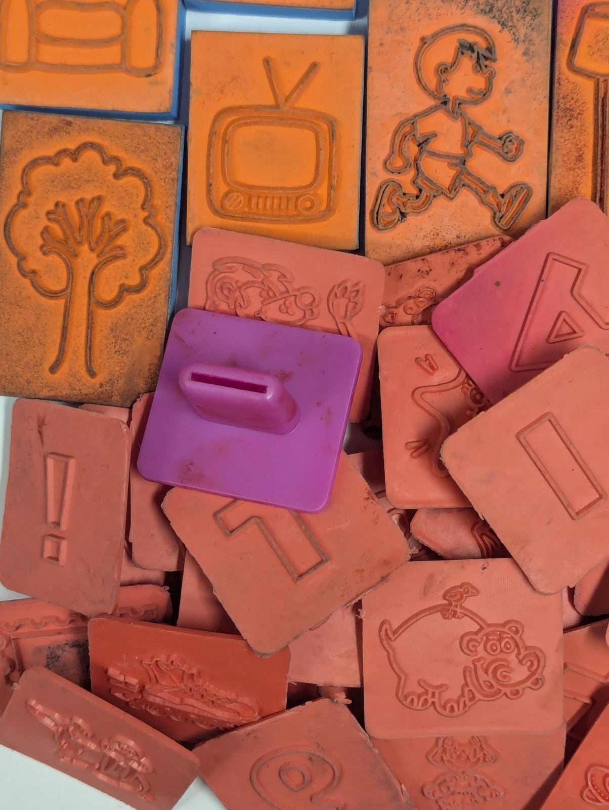 Large Lot of Vintage Rubber Ink Stamps including Talespin & Yogi Bear Stamps 