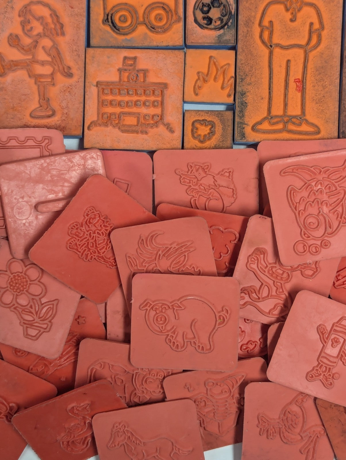 Large Lot of Vintage Rubber Ink Stamps including Talespin & Yogi Bear Stamps 