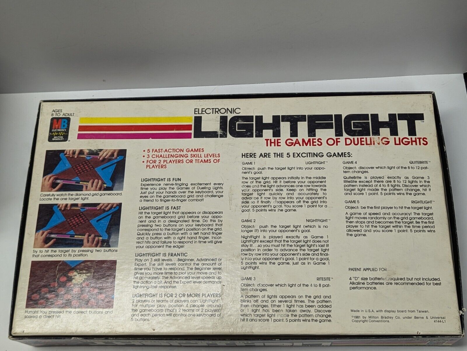 LIGHTFIGHT Electronic Game of Dueling Lights, Milton Bradley 1981 (Untested)