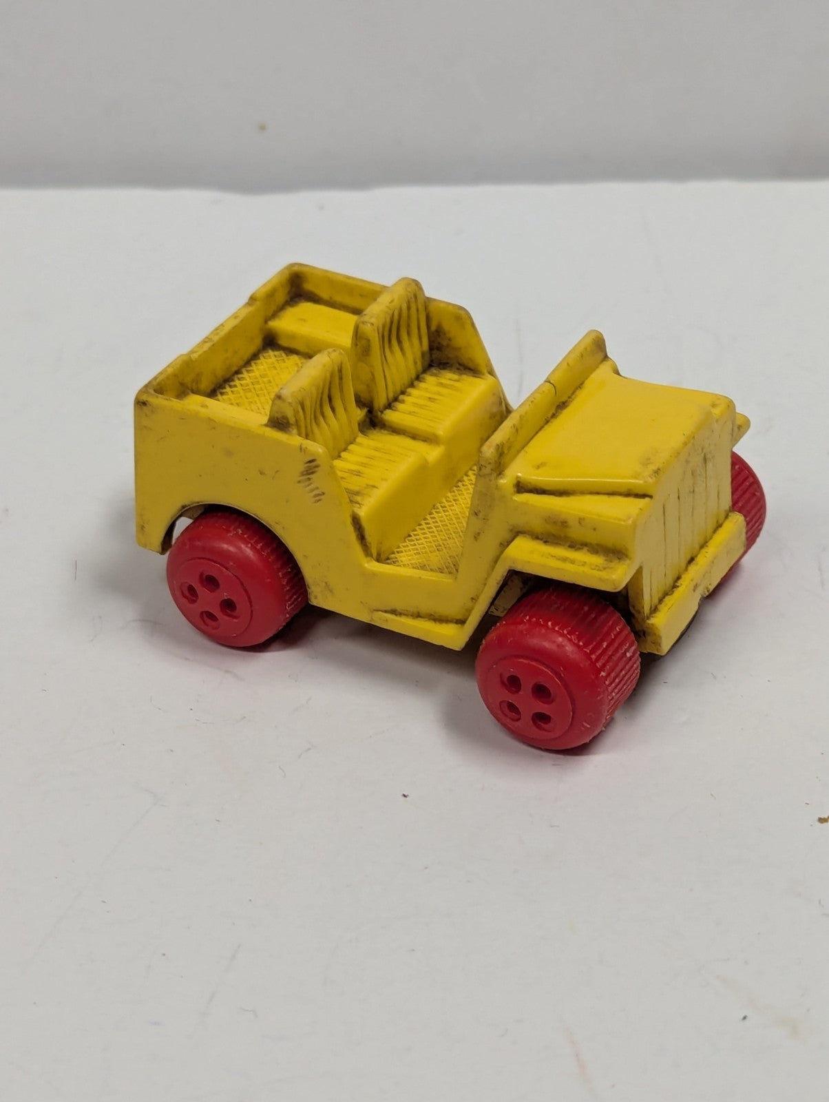 1970's  Viking Plastic of Sweden Vintage Plastic Yellow and Red Jeep Toy