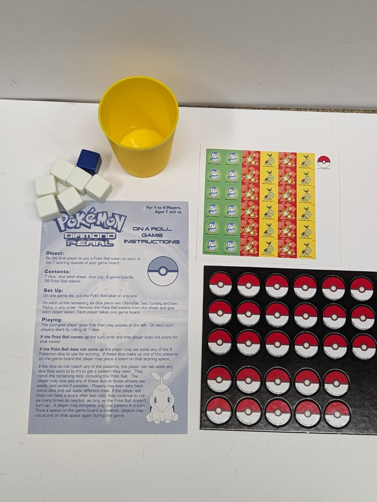 POKEMON Diamond and Pearl on a Roll Dice Game Pressman w/ Box 2007