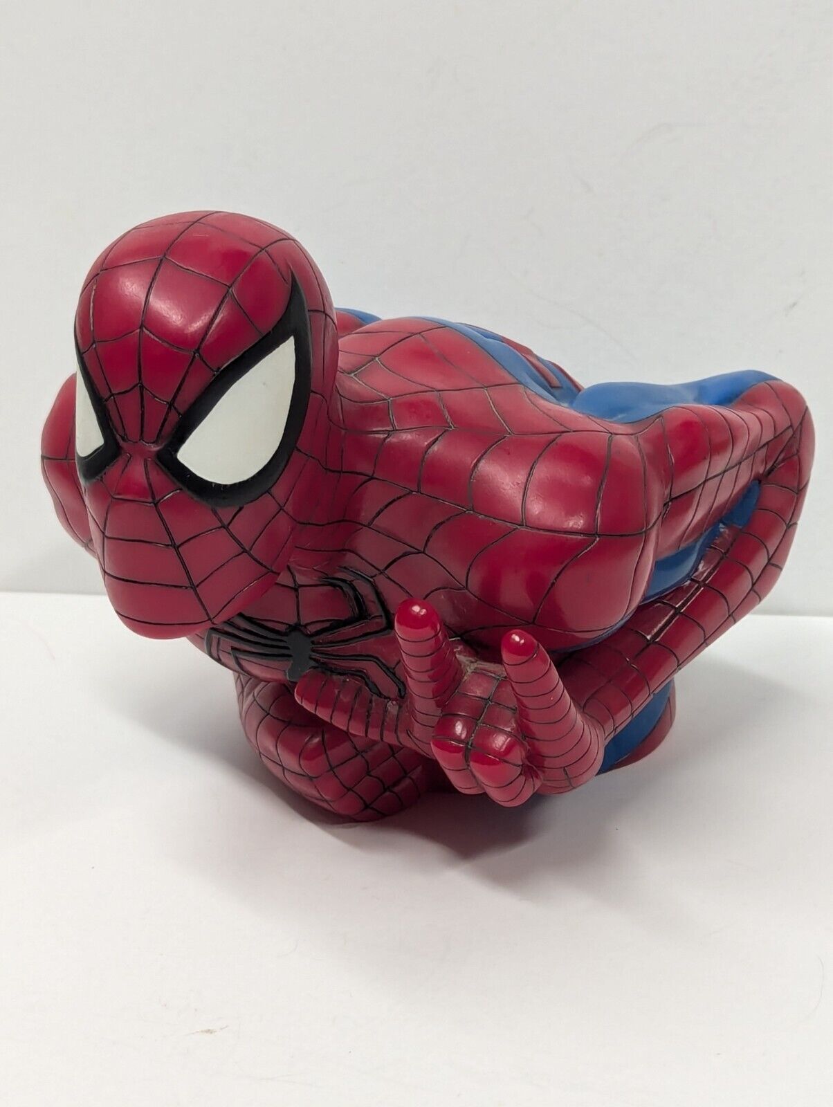 1999 Vintage Marvel Spider-Man Plastic Bust Piggy / Coin Bank 