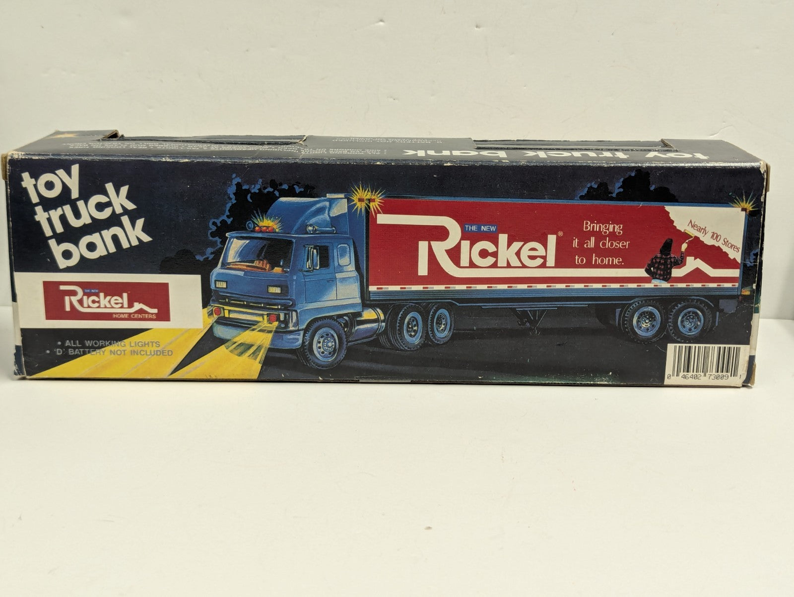 VINTAGE RICKEL TOY TRUCK BANK (Semi-Truck) IN ORIGINAL BOX