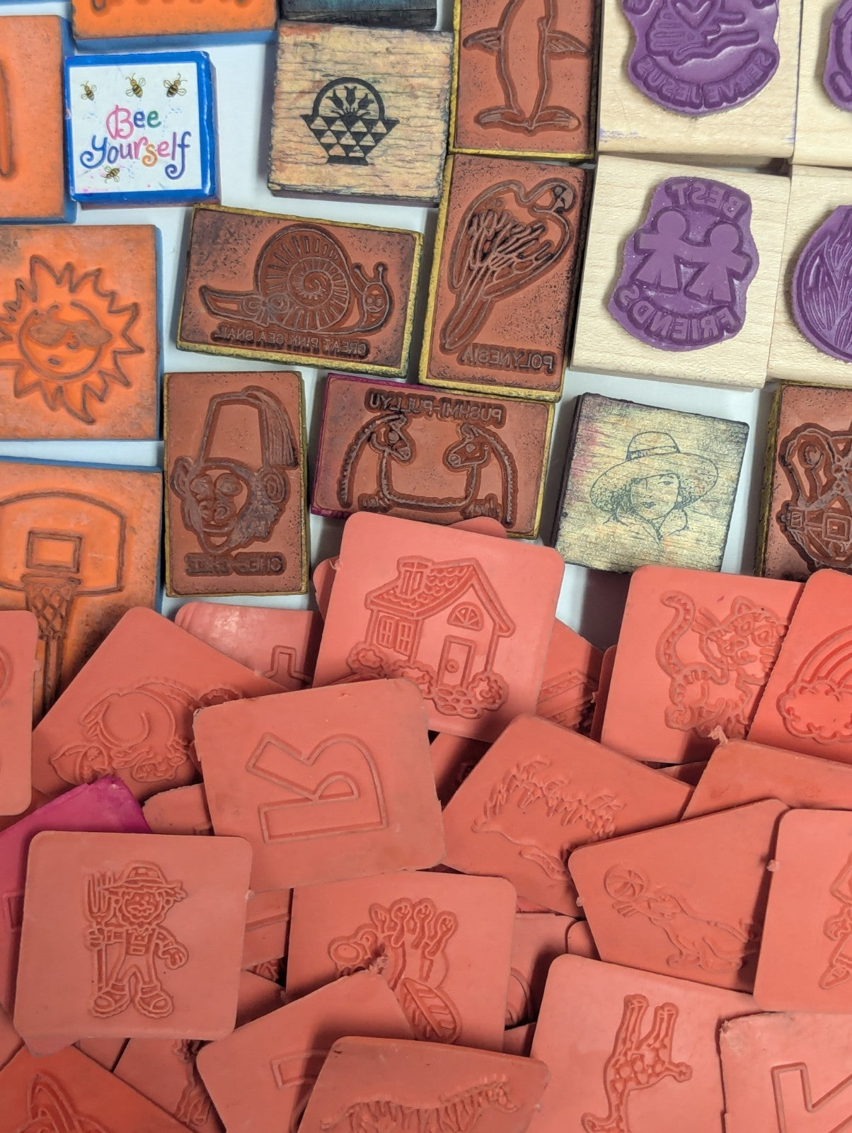 Large Lot of Vintage Rubber Ink Stamps including Talespin & Yogi Bear Stamps 