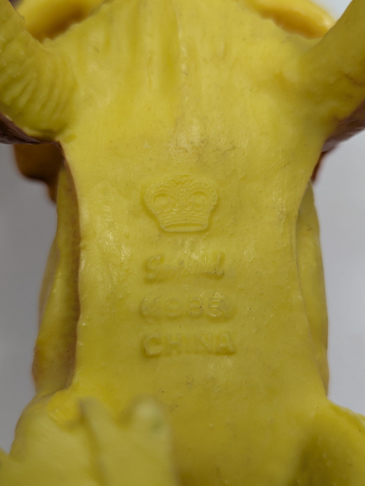 Vintage 1985 Imperial YELLOW & RED TRICERATOPS DINOSAUR Plastic Toy Figure