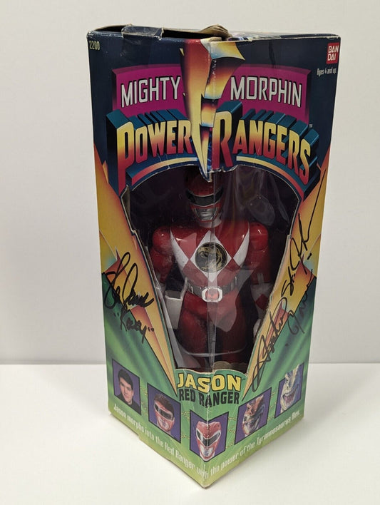 1993 MMPR 8'' Red Ranger Figure Signed By Steve Cardenas & Austin St. John 