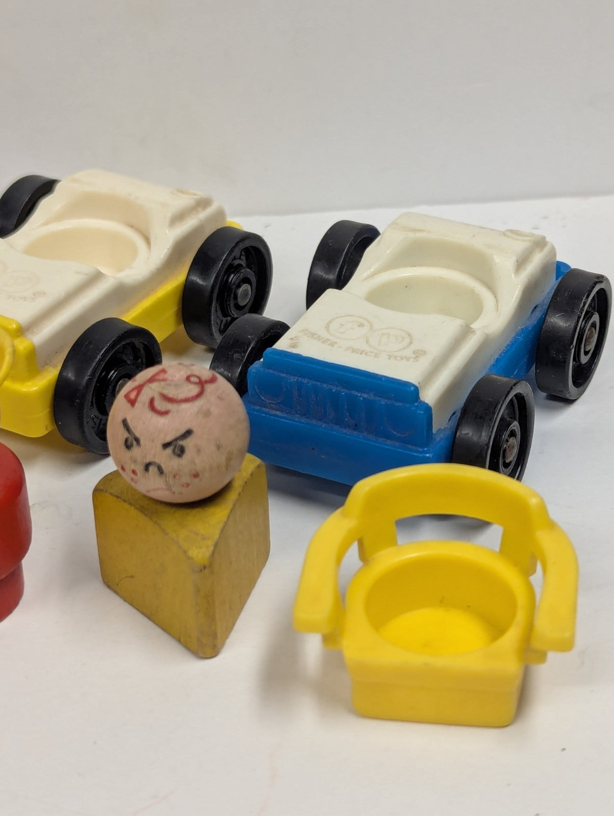 Vintage Fisher Price Little People Lot of Car & People Some Wooden
