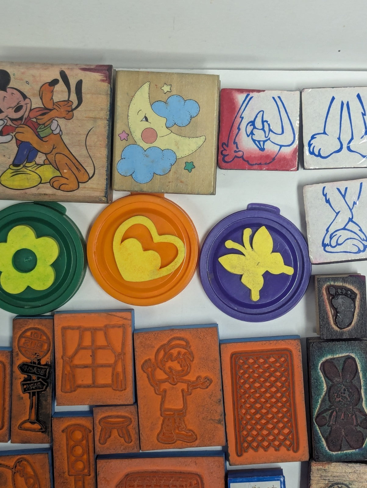 Large Lot of Vintage Rubber Ink Stamps including Talespin & Yogi Bear Stamps 