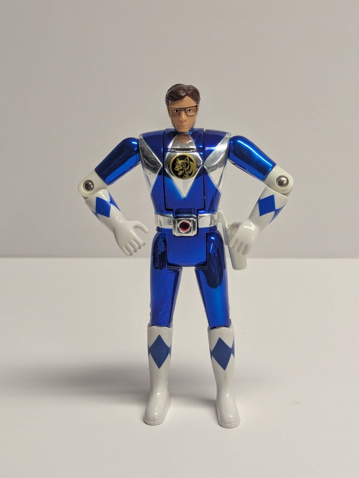 Mighty Morphin Power Rangers Blue Metallic Ranger Flip Head Billy