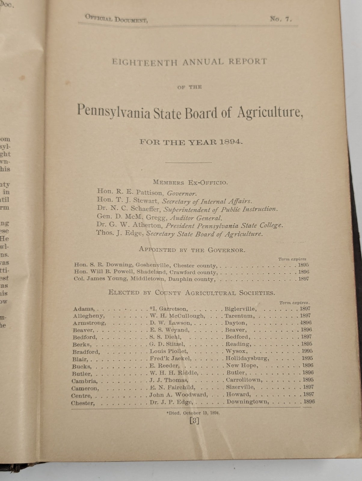 Antique Agriculture of Pennsyvania 1894 Book Hardcover