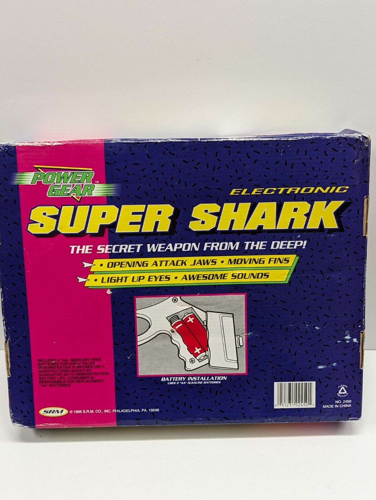 1995 SRM Electronic Super Shark Toy Gun Power Gear In Box