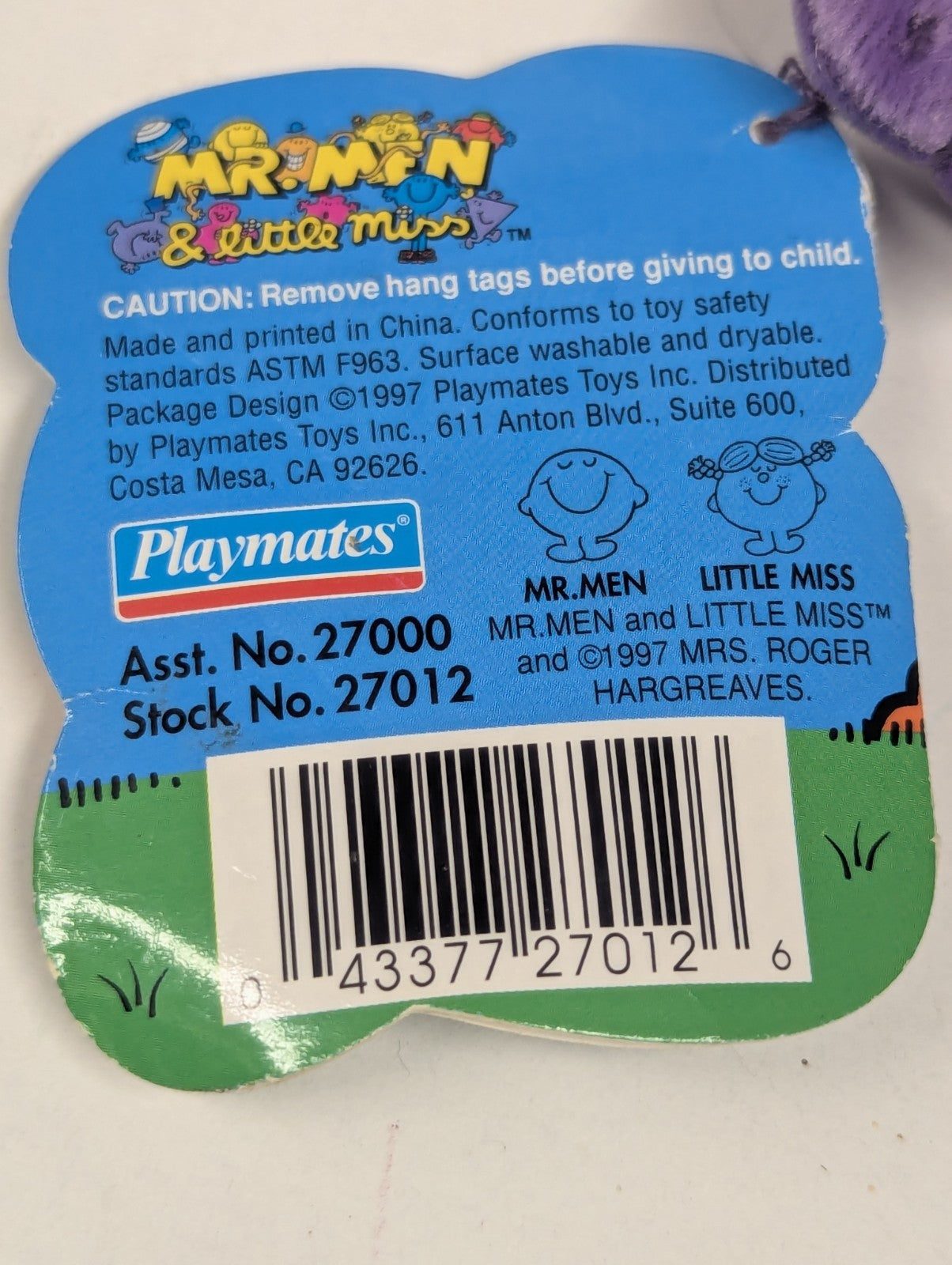 Mr. Men and Little Miss 3" Mr. Rush Plush Playmates 1997 New With Tags