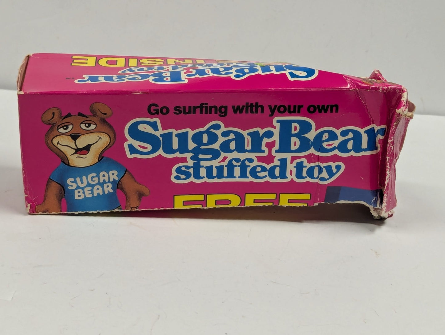 1989 Sugar Bear Stuffed Toy Post Super Golden Crisp Cereal Premium Damaged Box