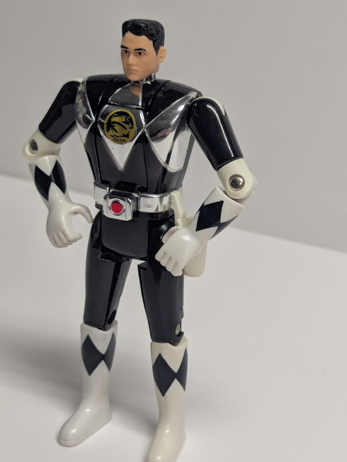 Mighty Morphin Power Rangers Black Metallic Ranger Flip Head Adam 