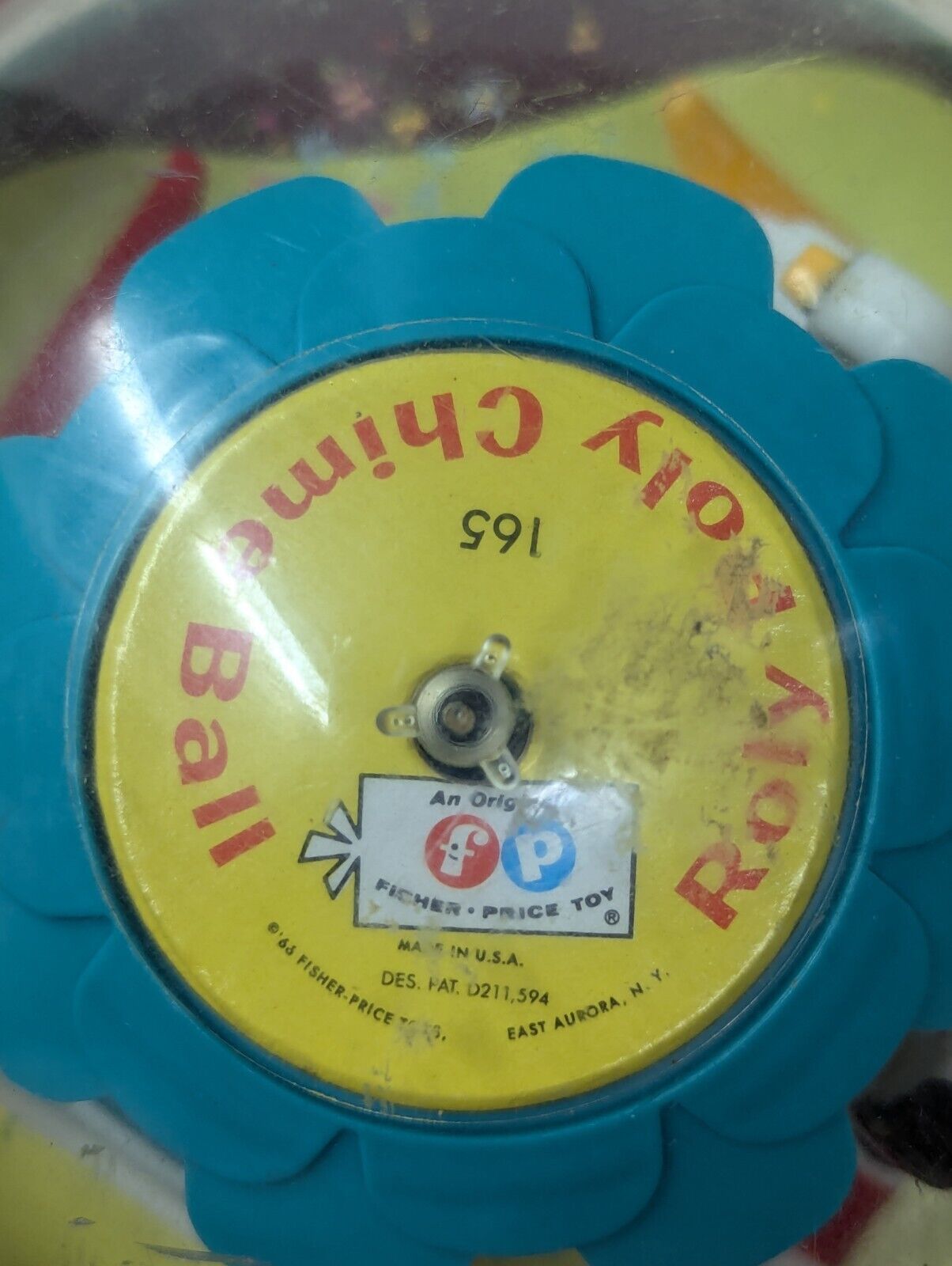 60's Vintage FP Fisher Price Roly Poly Chime Ball Baby Toy
