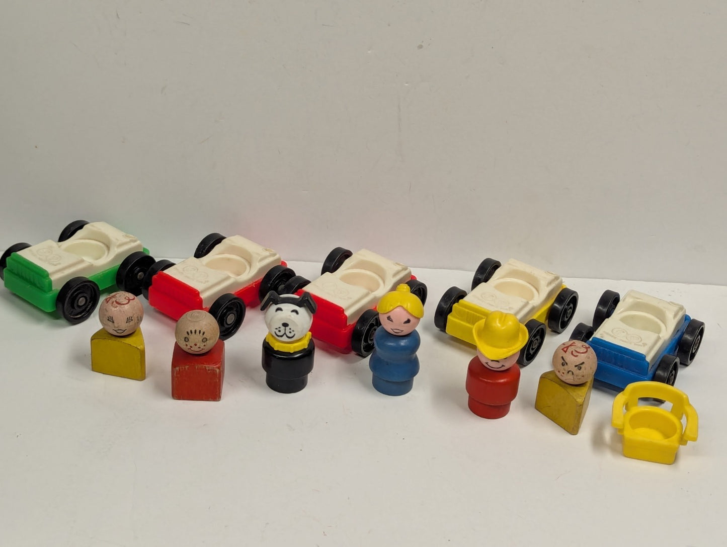 Vintage Fisher Price Little People Lot of Car & People Some Wooden
