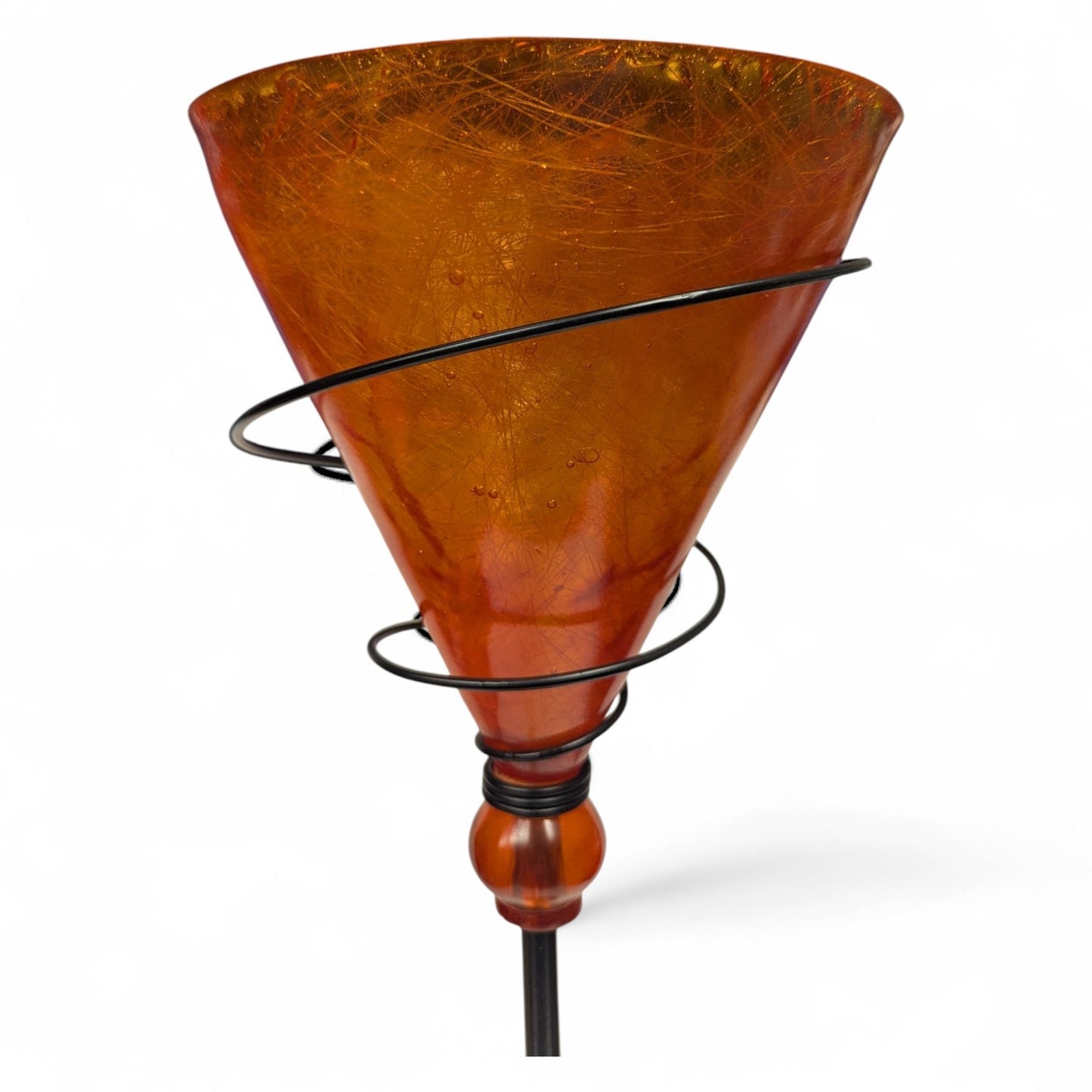 Vintage Berman Red/ Orange Amber Acrylic and Fiberglass Martini Lamp 22" Tall