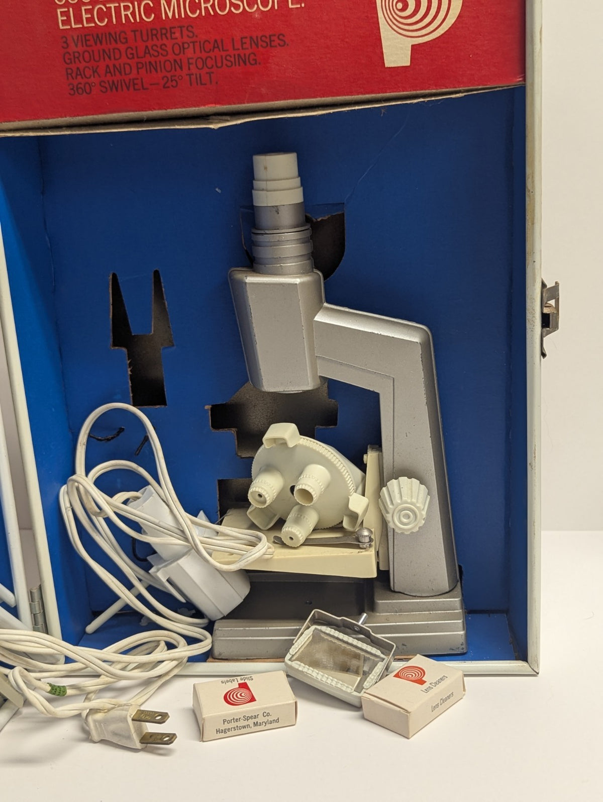 Vintage Porter Microcraft Student Research Series Microscope in Case 