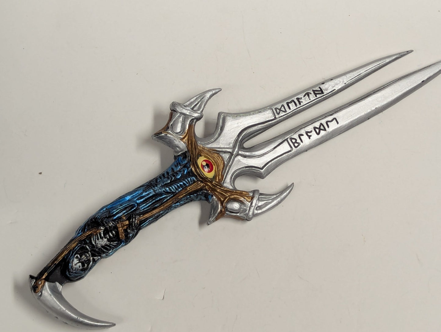 Vintage Prop Halloween Dagger  Plastic Silver Blue Evil Eye Repear Handle - HTF